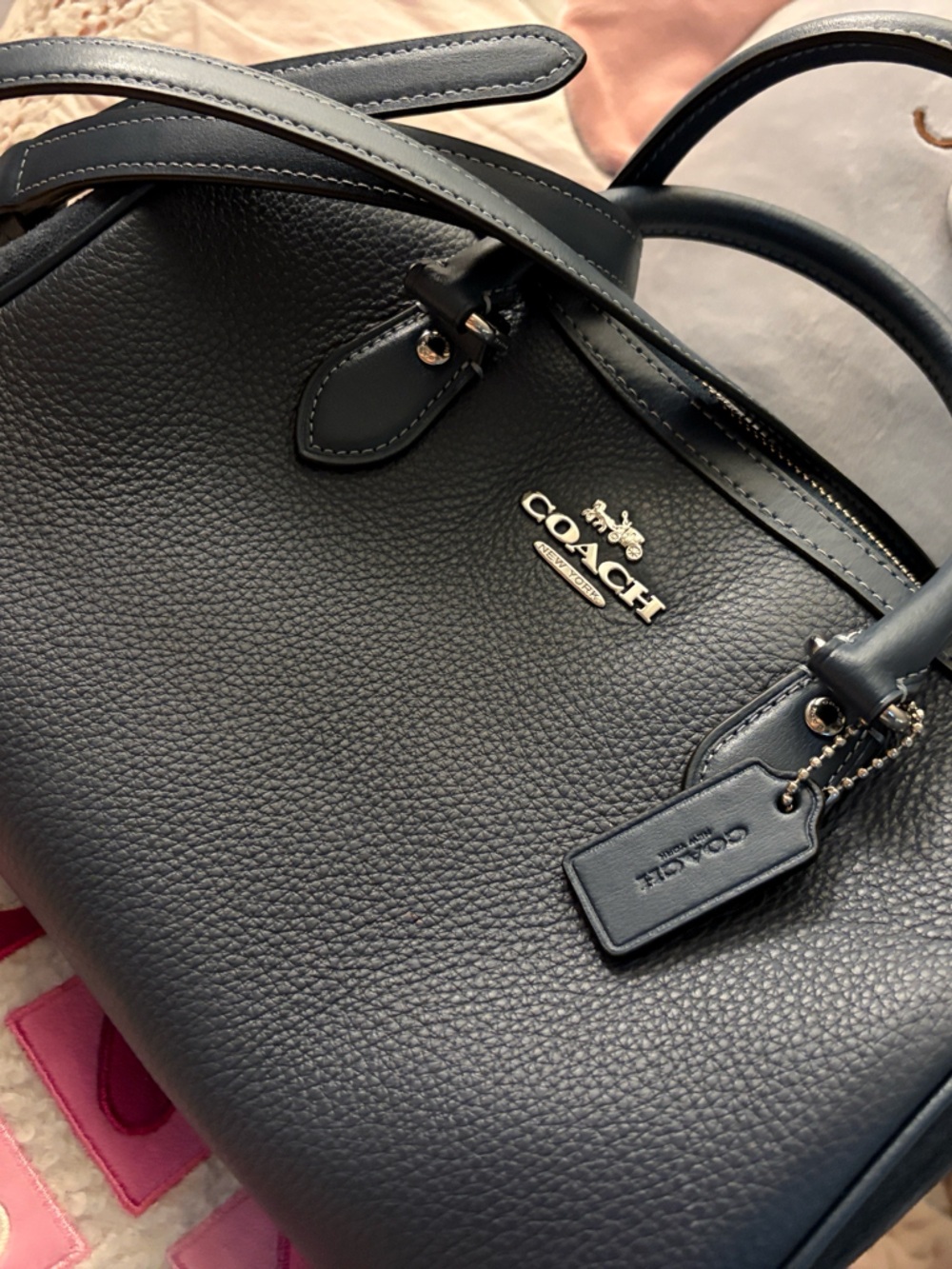 COACH Classic Navy Dome Satchel Handbag NWOT - Picture 3 of 10